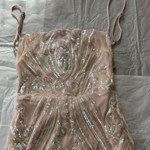 Pink sequin mini dress